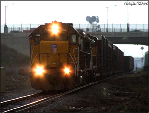 UP 754 on the LOA32R sorting cars out on the east end of the Long Pass siding just under Euclid Street - February 18th 2006