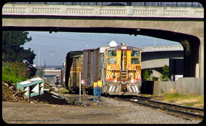 UP 1338 on the east end of the Long Pass siding sorting cars out for the Huntington Beach local - January 5th 2005