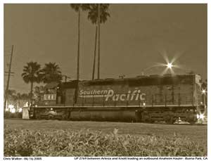 UP 2769 still holding it's SP speed lettering but patched was on the point of the outbound Anaheim hauler as they were kicking cars before continuing to La Mirada