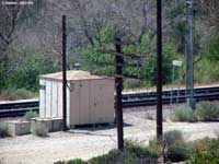 An upper view of the Cajon station sign.