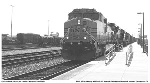 *BNSF 5510 leads a M-BARLAC (Manifest from Barstow to LA County) through Commerce enroute to the LAJ's A Yard in Vernon